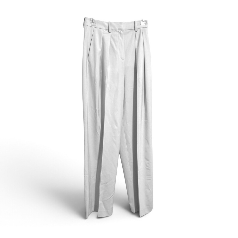 Theory High Rise Pleated Wide Leg Stretch Wool Pants in the color Sand
